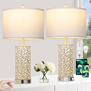 Cinkeda Morden Farmhouse Table Lamps Set of 2, Touch Control